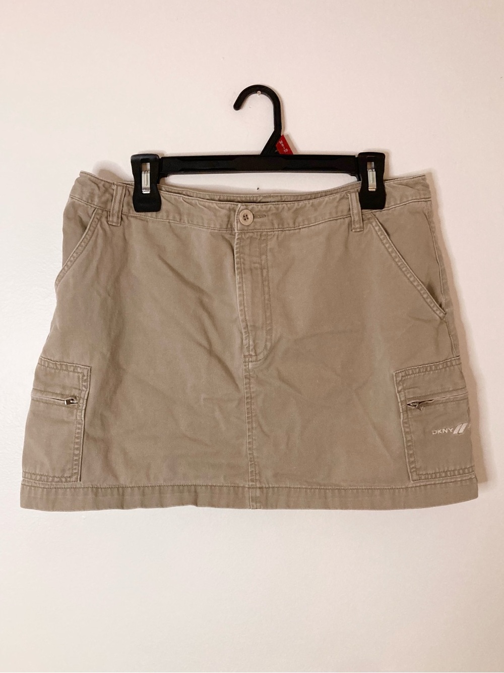 Vintage DKNY Jeans Cargo Utility Mini Skirt Y2K Khaki 12